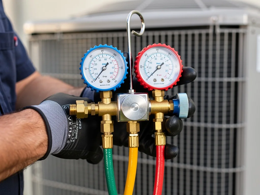 Technicien contrôlant la pression du circuit au manifold après la pose